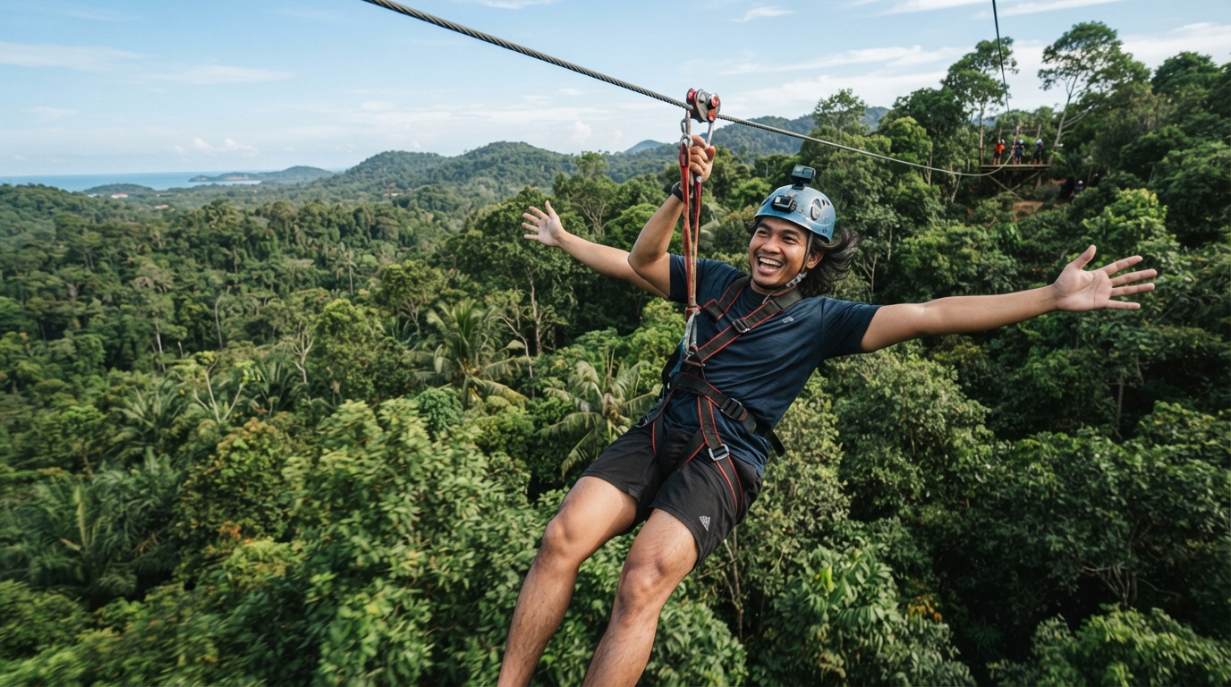 Adventure park zipline